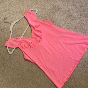 Lilly Pulitzer Alessa Ruffle Top.  Hot Pink. XS
